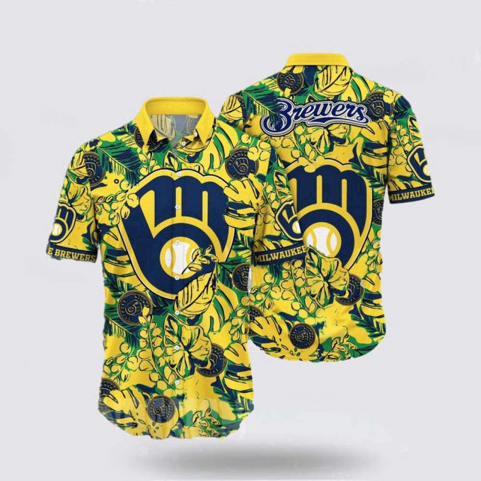 Mlb Milwaukee Brewers Hawaiian Shirt Set Your Spirit Free With The Breezy For Fans 2