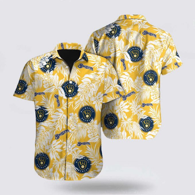 Mlb Milwaukee Brewers Hawaiian Shirt Tropical Pattern For Fan Mlb 2