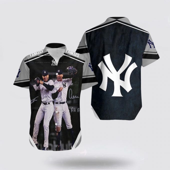 Mlb New York Yankees Hawaiian Shirt Aaron Judge All Rise And Giancarlo Stanton Jumping For Fan Mlb 2