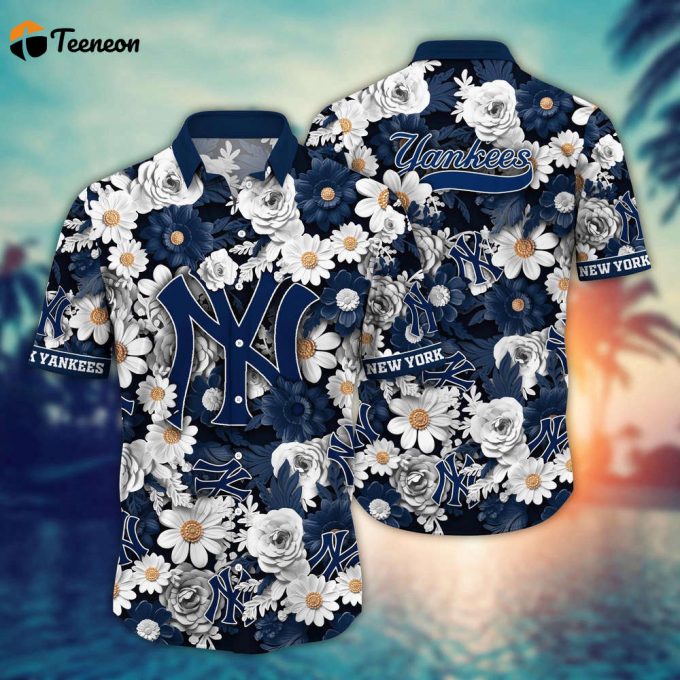 Mlb New York Yankees Hawaiian Shirt Flower Floral Fusion Fashion For Fans 1