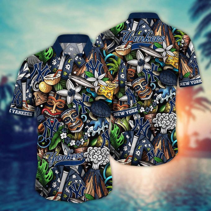 Mlb New York Yankees Hawaiian Shirt Flower Strike A Style Statement For Fans 2