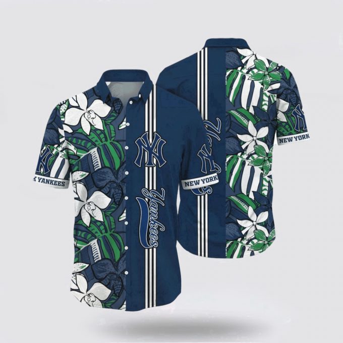 Mlb New York Yankees Hawaiian Shirt Set Your Spirit Free With The Breezy For Fans 2