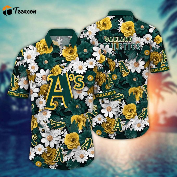 Mlb Oakland Athletics Hawaiian Shirt Flower Floral Fusion Fashion For Fans 1