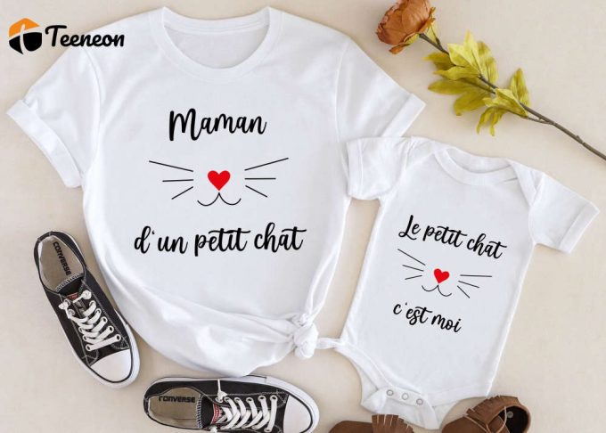 Mom And Me Duo T-Shirt: Adorable Family Shirt For Mom Baby And Little Cat 1