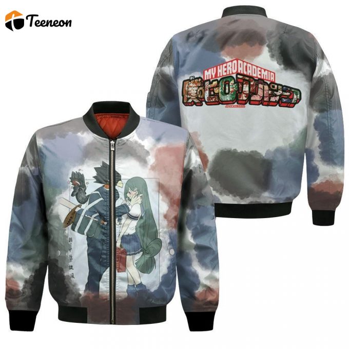 My Hero Academia Fumikage Tokoyami Love Tsuyu Asui Cute Couple Bomber Jacket - Gift For Men Women 1