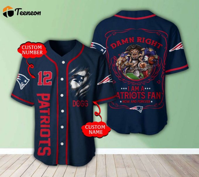 New England Patriots Personalized Baseball Jersey Gift For Men Dad 1