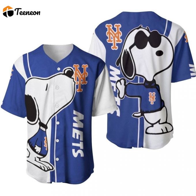 New York Mets Snoopy Lover Printed Baseball Jersey - Gift For Women Men 1