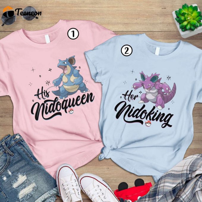 Pokemon Couple Shirts: Nidoking &Amp;Amp; Nidoqueen Eevee Evolution Pokeball Anime Valentine S Shirts 1