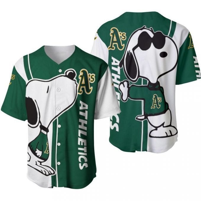 Oakland Athletics Snoopy Lover Printed Baseball Jersey - Gift For Women Men 2