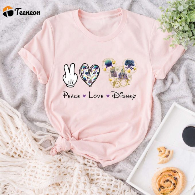 Peace Love Disney: Funny Mickey Mouse Shirt For Disney Trip Disney Love &Amp;Amp; Peace 1