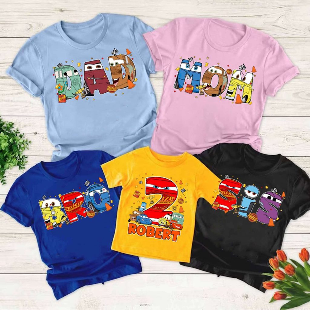 Personalized Cars Birthday Family Shirt, Cars Matching Shirt, Lightning Car Shirt, Cars Birthday Boy Shirt, Cars Party Shirt 2