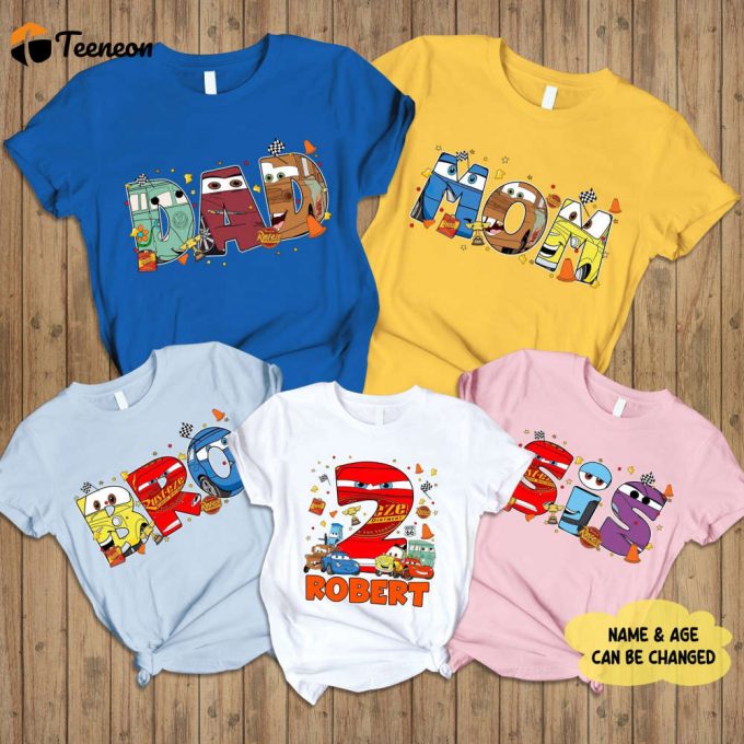 Custom Cars Birthday Family Shirt Disneyland Cars Matching Tee Lightning Mcqueen Gift 1