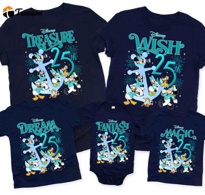 Personalized Cruise 25Th Anniversary Shirt Celebrate 25Th Silver At Sea Mickey &Amp;Amp; Friends Cruise Line 1