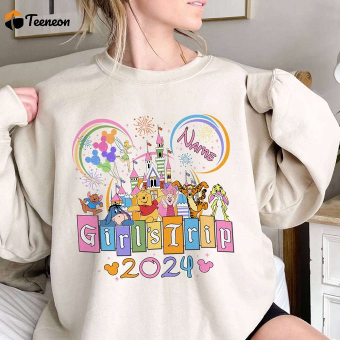 Disneyland Girls Trip 2024: Personalized Pooh &Amp;Amp; Friends Princess Castle Shirt - Best Friends Bestie Shirt 1