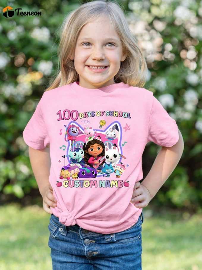 Gabby Dollhouse Personalized 100 Days Of School Shirt Cats Kids Back-To-School &Amp;Amp; Birthday Shirt 1