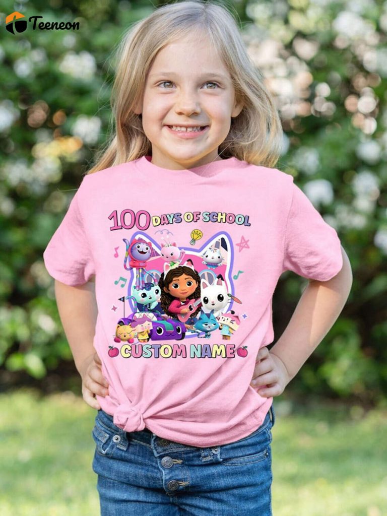 Gabby Dollhouse Personalized 100 Days Of School Shirt Cats Kids Back-To-School &Amp; Birthday Shirt 2