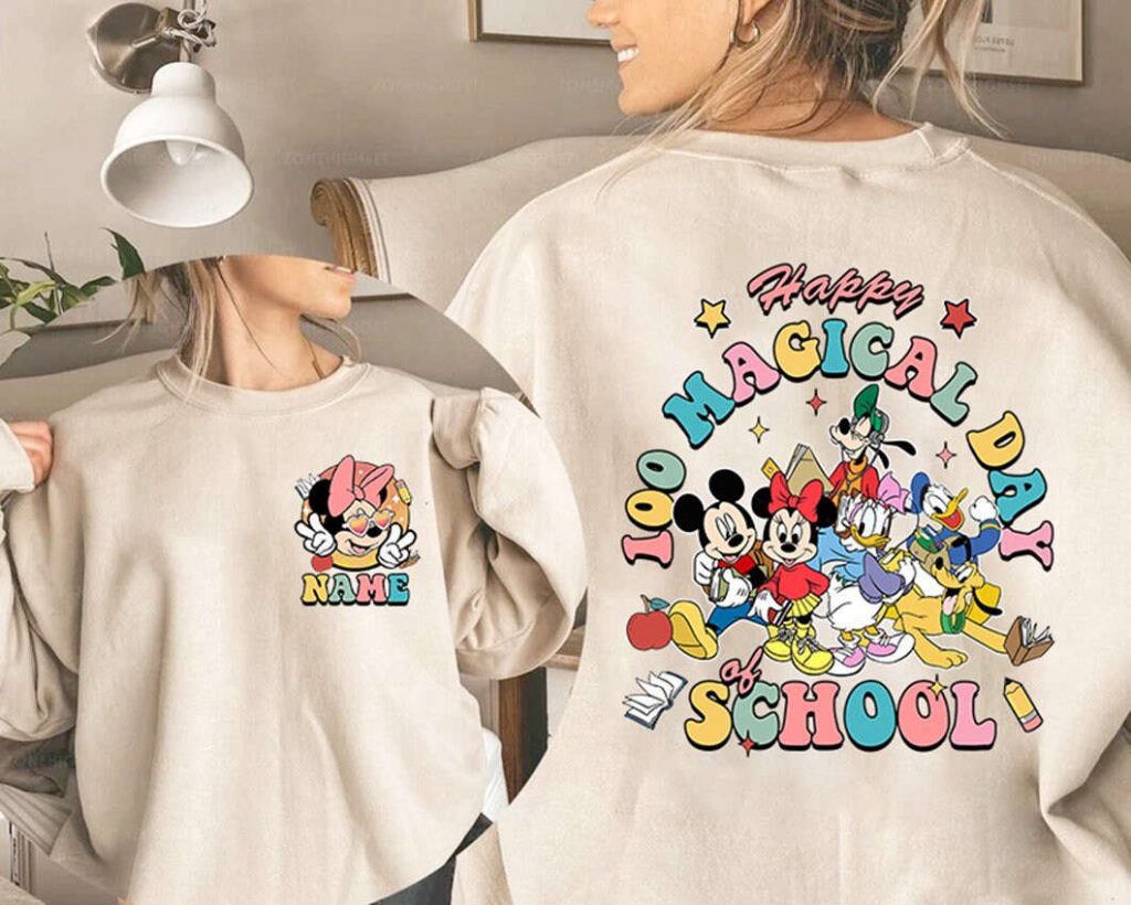 Disneyland Checkered Shirt Personalized Happy 100 Magical Days Teacher Shirt 2