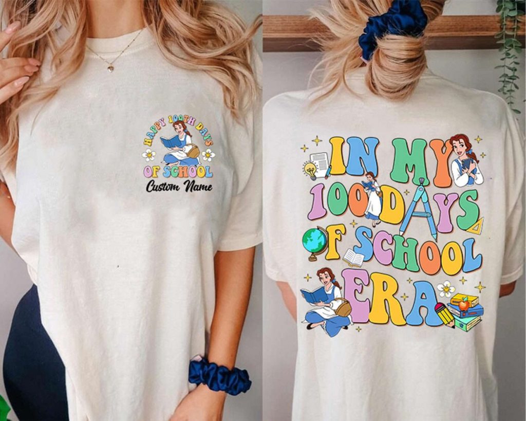 Personalized 100 Days Of School Era Tee - Belle Beauty And The Beast Back To School Gift 2