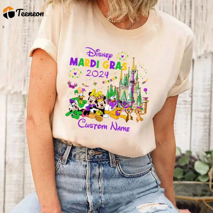 2024 Disneyland Mardi Gras Shirt Personalized Mickey &Amp;Amp; Friends Family Trip Carnival &Amp;Amp; Fat Tuesday Fleur De Lis Shirt 1