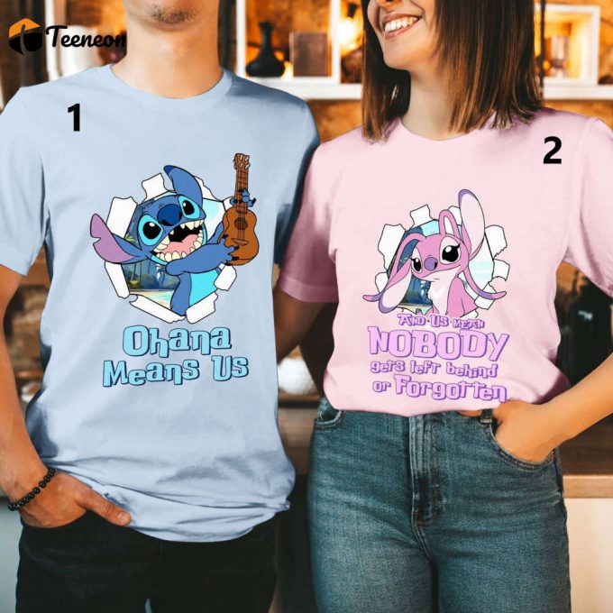 Custom Stitch Angel Valentine Shirts - Couple Honeymoon Disneyland Anniversary 1