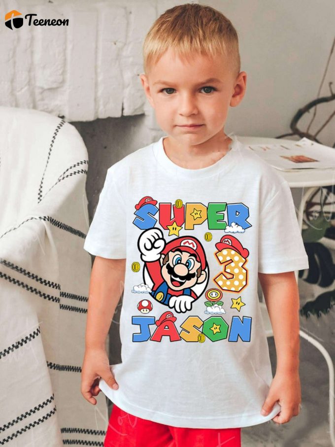 Super Mario Personalized Birthday Shirt - Custom Party Tee For Mario Fans 1