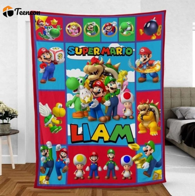 Personalized Super Mario Blanket &Amp;Amp; Quilt - Perfect Game Birthday Gifts 1