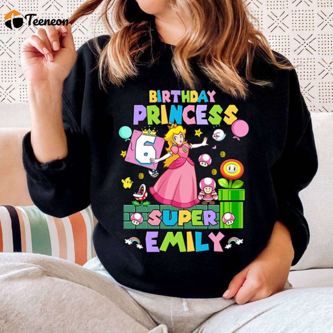 Custom Princess Peach Birthday Shirt - Personalized Mario Party Girl Tee 1