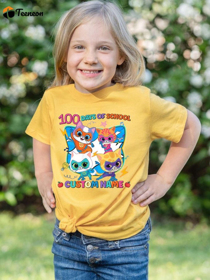 Superkitties 100 Days Of School Shirt Personalized Super Cat Kids Shirt Back To School 1