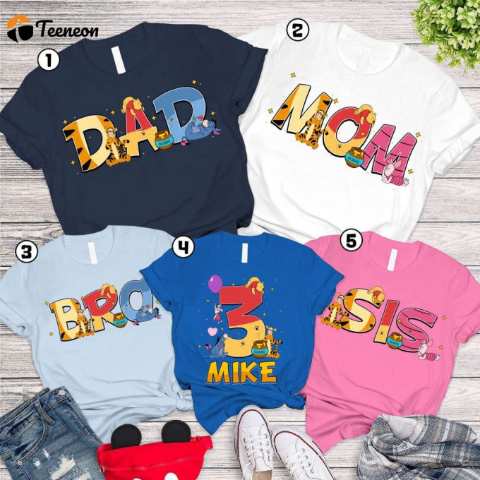 Personalized Winnie The Pooh Birthday Shirt For Family Matching Party Boy Girl Shop Now! 1