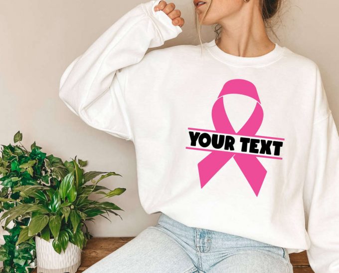 Empower Your Cause With Personalized Pink Ribbon T-Shirt - Custom Text Cancer Support Breast Cancer Awareness October Shirt Name Shirt Supportive Group Tees 2