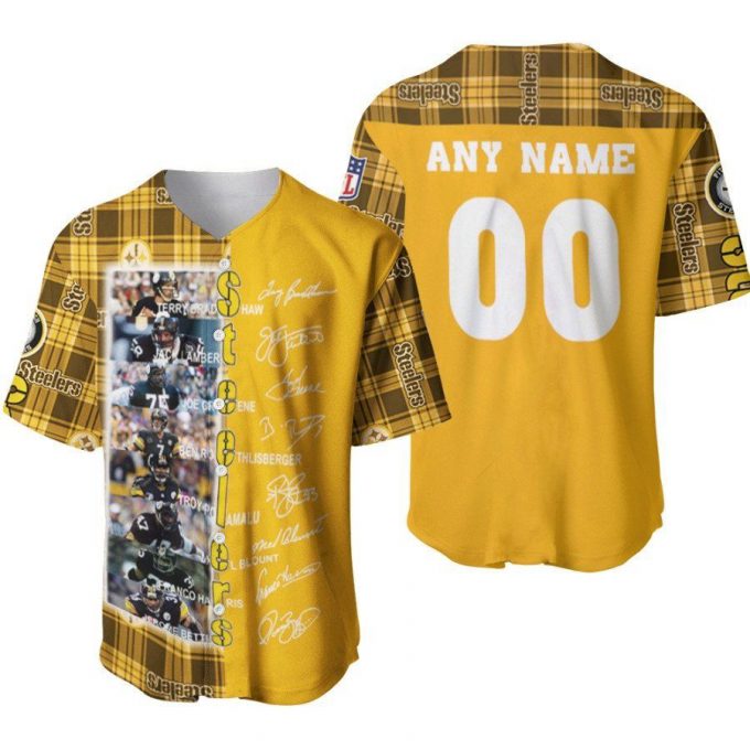 Pittsburgh Steelers Terry Bradshaw Joe Greene Troy Polamalu Legend Signed Designed Allover Gift With Custom Name Number For Steelers Fans Baseball Jersey 2