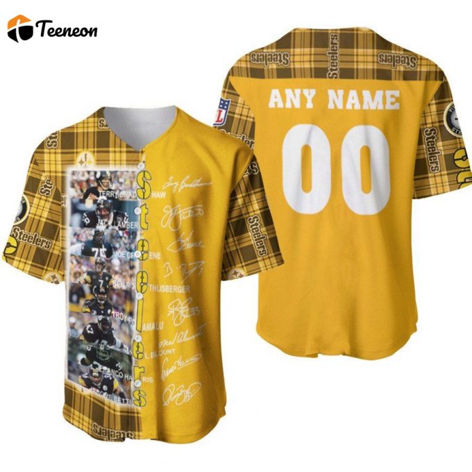 Pittsburgh Steelers Terry Bradshaw Joe Greene Troy Polamalu Legend Signed Designed Allover Gift With Custom Name Number For Steelers Fans Baseball Jersey 1