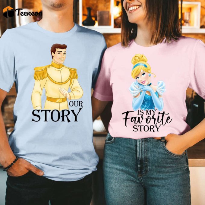 Cinderella Couple Shirt Princess Valentine Gift Prince Charming &Amp;Amp; Princess Cinderella Shirt 1