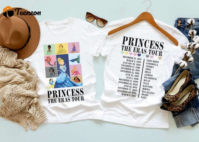 Princess Eras Tour Shirt: Disney Characters Tee Watercolor Art Trip Shirt 1