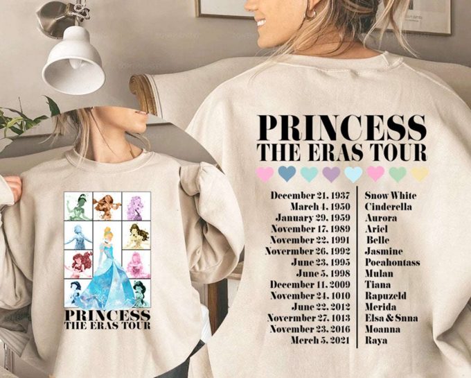 Disneyland Princess Tour Tee Watercolor Art Shirt Trip Shirt - Princess Eras Characters 1