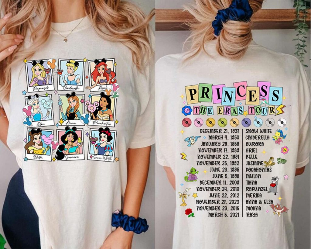 Disneyland Princess Tour Shirt: Girl Trip Gift With Princess Characters Tee 2