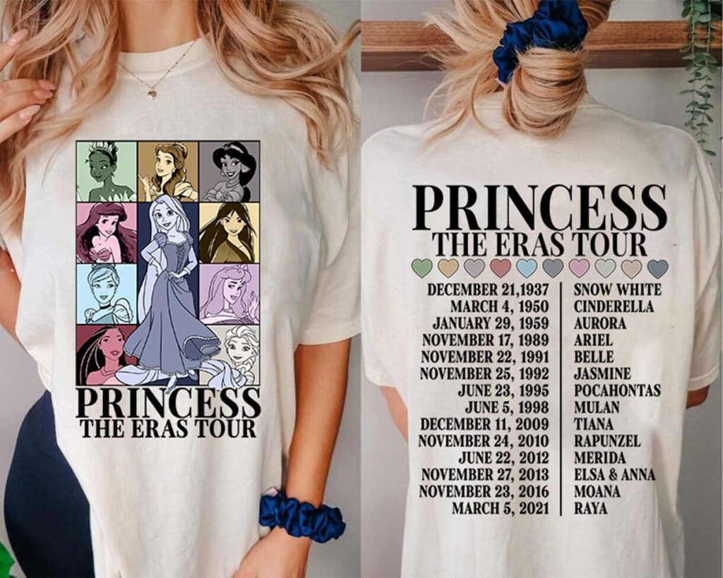 Princess Eras Tour Shirt: Disneyland Rapunzel Tee Princess Characters Girl Trip Birthday Gift 2