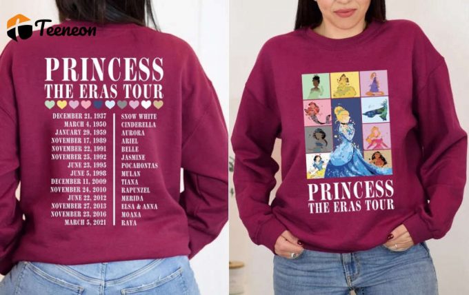 Disney Princess Tour Sweatshirt - Princess Eras Tee Characters Sweatshirt &Amp;Amp; Watercolor Art Shirt 1