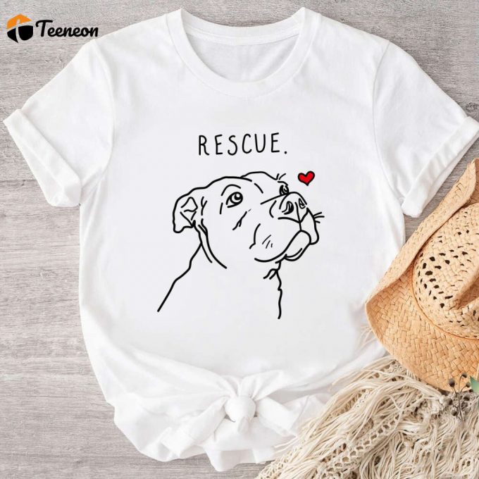 Rescue Love T-Shirt: Pitbull Lover Shirt For Women Adopt Don T Shop - Cute Dog Shirt 1