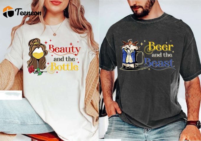 Retro 90S His Beauty Her Beast Shirts Valentine S Day Couple Shirt Gift 1