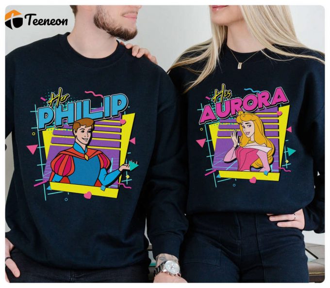 Retro 90S Sleeping Beauty Couple Shirt His Aurora And Her Philip Disneyland Valentine S Day Shirt 1