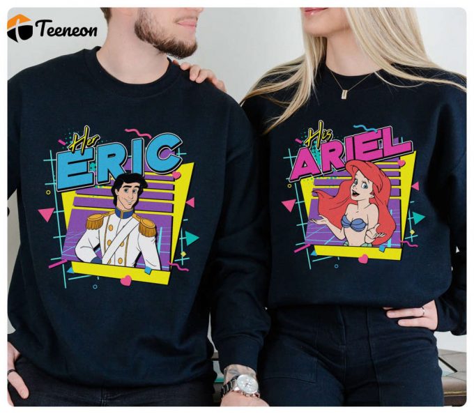 Retro 90S Little Mermaid Couple Shirt: His Ariel &Amp;Amp; Her Eric Disneyland Valentines Day Shirt 1