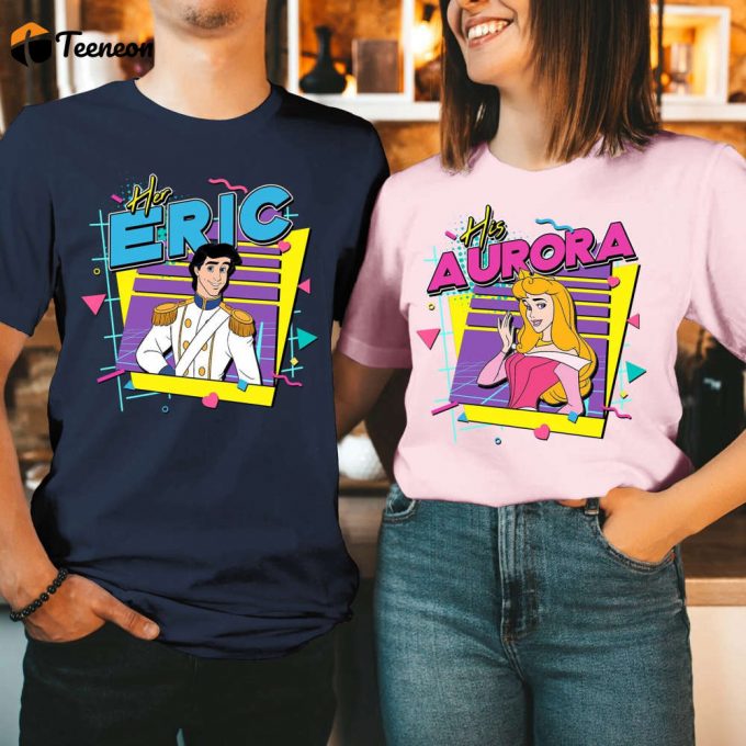 Retro 90S Little Mermaid His Ariel &Amp;Amp; Her Eric Shirt 2024 Couples Valentine S T-Shirt Disneyland Vacation Tee 1