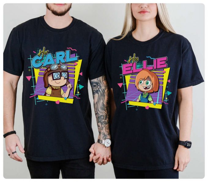 Retro 90S Up Movie Couple Shirt: Her Carl His Ellie Disneyland Valentines Day Tee 2