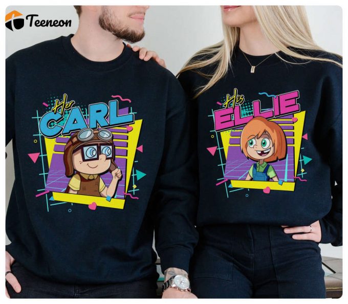 Retro 90S Up Movie Couple Shirt: Her Carl His Ellie Disneyland Valentines Day Tee 1