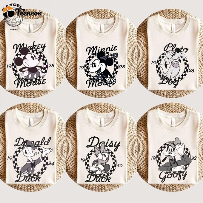 Retro Disney Classic Mickey And Friends Shirt Disney Trip 2024 Birthday &Amp;Amp; Family Matching Shirts Disneyworld Family Shirts 1