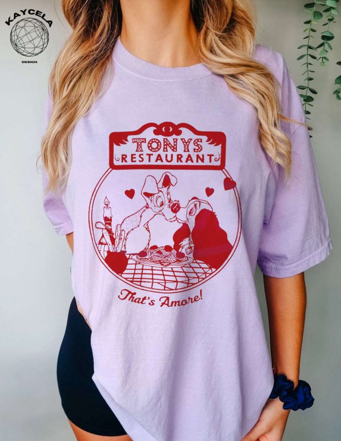 Disney Retro Lady And Tramp Shirt – Exclusive Tonys Restaurant Perfect Disneyland Couple &Amp; Dog Lover Shirt - Disney Love Apparel 2