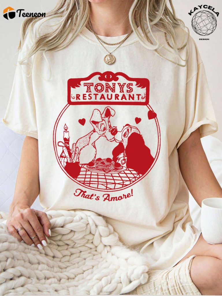 Disney Retro Lady And Tramp Shirt – Exclusive Tonys Restaurant Perfect Disneyland Couple &Amp; Dog Lover Shirt - Disney Love Apparel 3