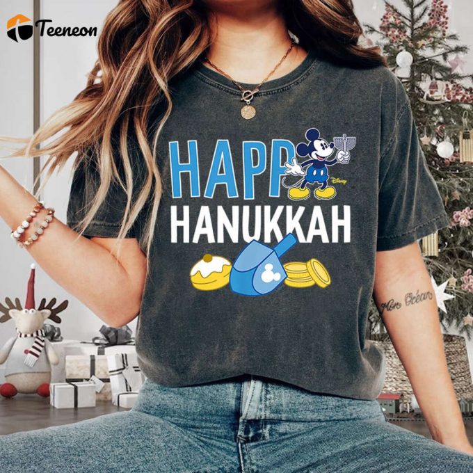 Retro Mickey And Friends Hanukkah Shirt Disneyland Dreidel Days Disneyworld Family Vacation Tee 1