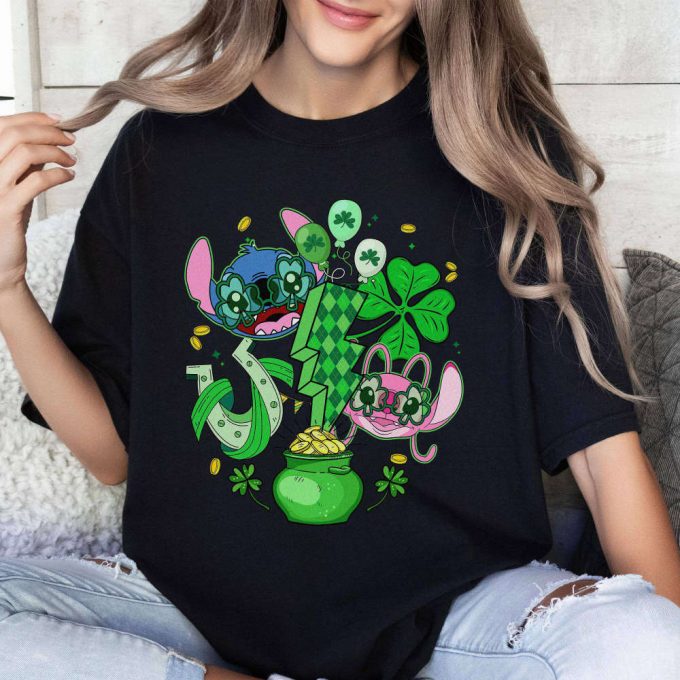 Retro Stitch Angel St Patrick S Day Shirt: Disneyland Lucky Shamrock Tee For A Fun &Amp; Stylish Celebration 2